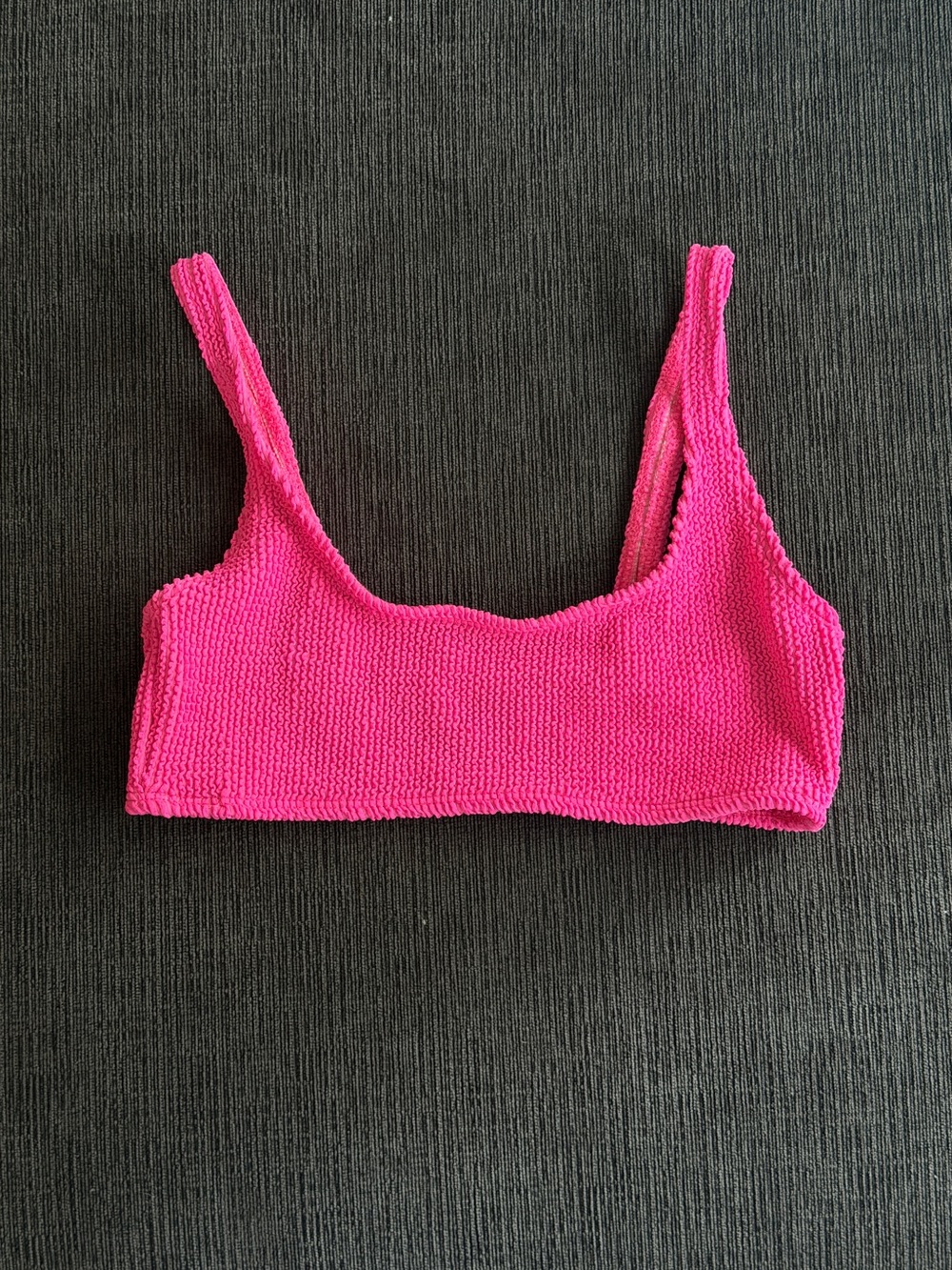 SKATIE Crinkle Mya Top in Daiquiri - Hot Pink Textured Bikini Top